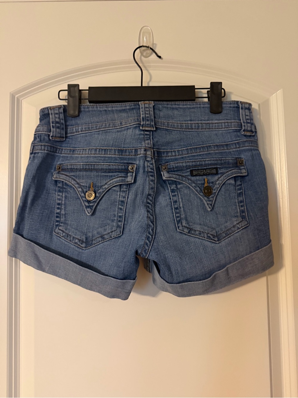 Hudson Jeans Light Blue Rolled Hem Ruby Mid Thigh Denim Shorts size 26